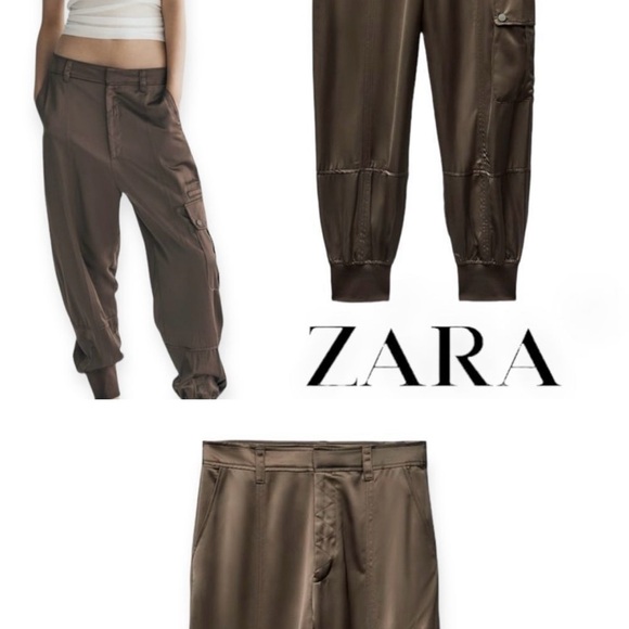 ZARA SATIN JOGGERS. SIZE MEDIUM - Picture 1 of 10